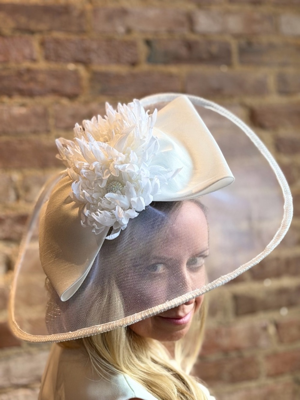 Ivory Floral Wide-Brim Occasion Hat - Women Accessories